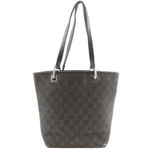 Gucci GG Denim Tote Bag 31244, Black Denim, A5 Size, Open, Women's